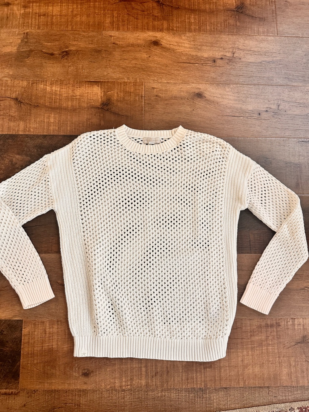 Barefoot dreams Cream Open-Knit Crewneck sweater size XS